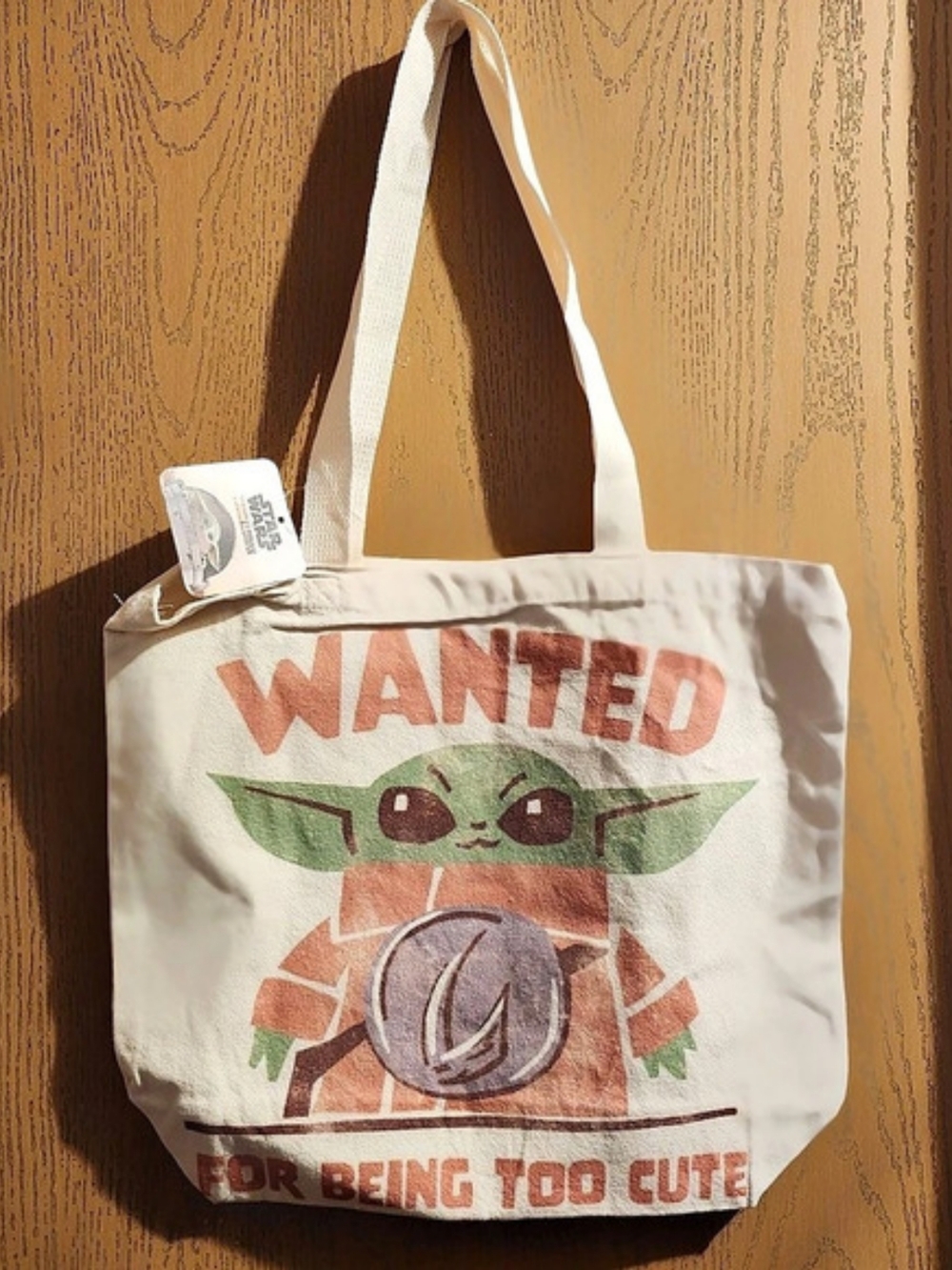 Star Wars The Mandalorian Grogu Wanted For Being Too Cute Tote Bag Tote in Cream